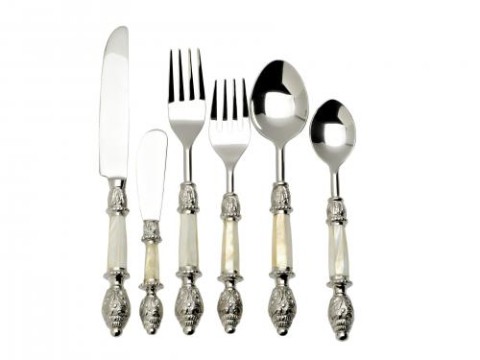 Mother of Pearl Inlay Flatware Set - Black Flatware - 5 Piece Hostess –  Gibb & Daan